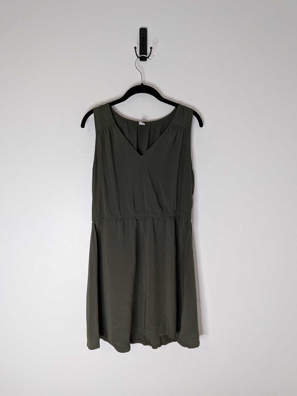 Old Navy Olive Green V-Neck Gathered Dress